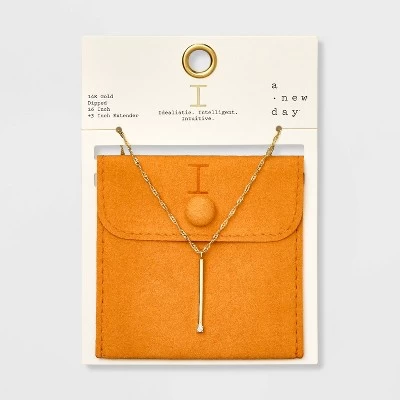 Gold Dipped Scattered Cubic Zirconia Initial Pendant Necklace - A New Day™ Gold 12 Gold Dipped Scattered Cubic Zirconia Initial Pendant Necklace - A New Day™ Gold - Image 12