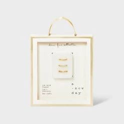 14K Gold Plated Cubic Zirconia Polished Trio Cuff Earring Set - A New Day™ Gold