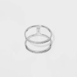 Sterling Silver Pave Cubic Zirconia Double Row Band Ring - A New Day™ Silver -A New Day Discount Mall GUEST 985a48a4 ce26 492c 8619 31e5b37c054e