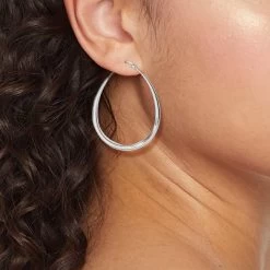 Sterling Silver Teardrop Hoop Earrings - A New Dayâ„¢ Silver