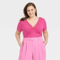 Women's Short Sleeve V-Neck Linen T-Shirt - A New Day™ -A New Day Discount Mall GUEST a372d679 29d8 4572 b387 fe78e132a054