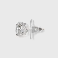 Sterling Silver Cubic Zirconia Duo Stud Earring Set 2pc - A New Day™ Clear