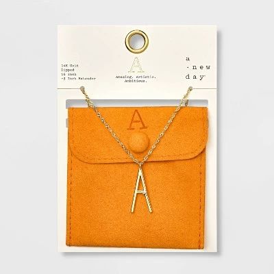 Gold Dipped Scattered Cubic Zirconia Initial Pendant Necklace - A New Day™ Gold 4 Gold Dipped Scattered Cubic Zirconia Initial Pendant Necklace - A New Day™ Gold - Image 4