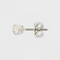 Cubic Zirconia Studs And Hoop Multi Earring Set 8pc - A New Day™ Silver