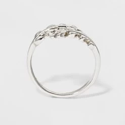 Silver Plated Leaf Bypass Ring - A New Day™ Silver - Size 8