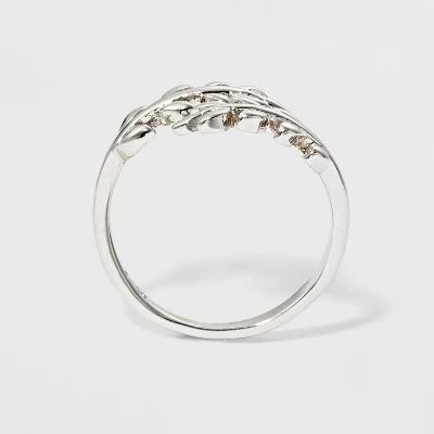 Silver Plated Leaf Bypass Ring - A New Day™ Silver - Size 8 1 Silver Plated Leaf Bypass Ring - A New Day™ Silver - Size 8