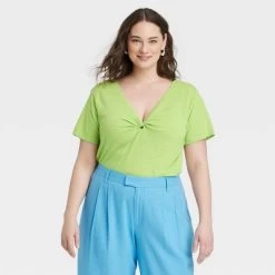 Women's Short Sleeve V-Neck Linen T-Shirt - A New Day™ -A New Day Discount Mall GUEST b5867f8b f2b2 4e17 9d0f 2497ecfc2185