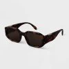 Women's Tortoise Shell Print Angular Rectangle Sunglasses - A New Day™ Brown