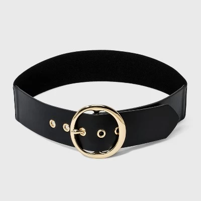 Women's Round Stretch Buckle Belt - A New Day™ Black 2 Women's Round Stretch Buckle Belt - A New Day™ Black - Image 2
