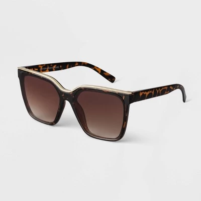 Women's Plastic Square Sunglasses - A New Day™ Brown 1 Women's Plastic Square Sunglasses - A New Day™ Brown