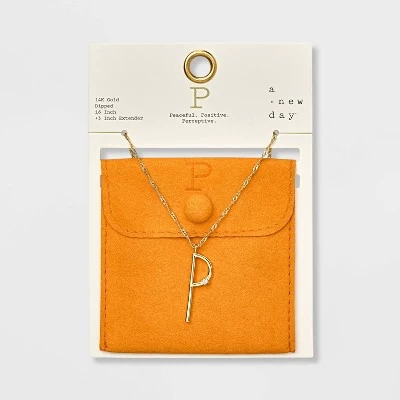 Gold Dipped Scattered Cubic Zirconia Initial Pendant Necklace - A New Day™ Gold 19 Gold Dipped Scattered Cubic Zirconia Initial Pendant Necklace - A New Day™ Gold - Image 19