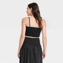 Women's Slim Fit Smocked Tiny Top - A New Day™