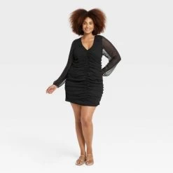Women's Long Sleeve Ruched Front Bodycon Dress - A New Day™ -A New Day Discount Mall GUEST c7c55460 15e0 4daa ac71 29ec3dbeb8a8