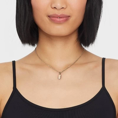 14K Gold Plated Cubic Zirconia Design Pendant Necklace - A New Day™ 1 14K Gold Plated Cubic Zirconia Design Pendant Necklace - A New Day™