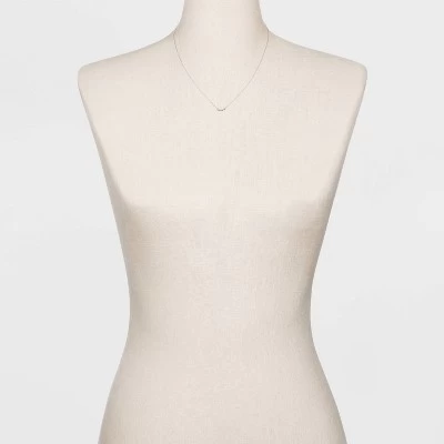 Sterling Silver With Cubic Zirconia Curved Bar Station Chain Necklace - A New Day™ Silver 1 Sterling Silver With Cubic Zirconia Curved Bar Station Chain Necklace - A New Day™ Silver