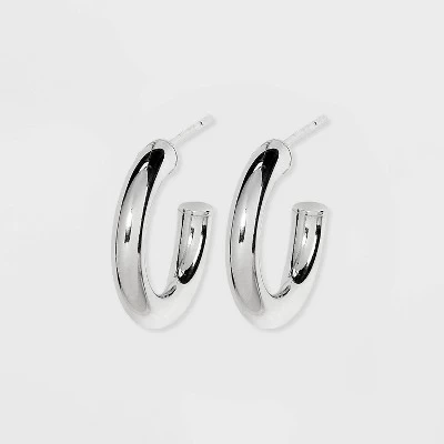 Sterling Silver Small Tube Hoop Earrings - A New Day™ Silver 2 Sterling Silver Small Tube Hoop Earrings - A New Day™ Silver - Image 2