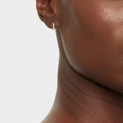 14K Gold Plated Cubic Zirconia Huggie Hoop Earrings - A New Day™