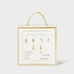 14K Gold Plated Cubic Zirconia Heart Stud Earring Set 3pc - A New Day™ Gold -A New Day Discount Mall GUEST d5dd550a 3551 4b47 ba78 a787f3ceec79