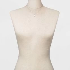 Rectangle Charm Layered Chain Pendant Necklace - A New Dayâ„¢ Silver