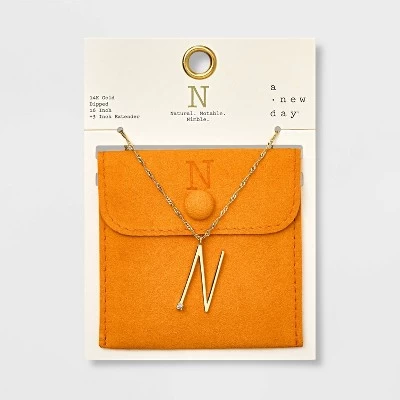 Gold Dipped Scattered Cubic Zirconia Initial Pendant Necklace - A New Day™ Gold 17 Gold Dipped Scattered Cubic Zirconia Initial Pendant Necklace - A New Day™ Gold - Image 17