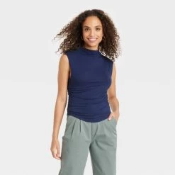 Women's Short Sleeve Side Ruched T-Shirt - A New Day™ -A New Day Discount Mall GUEST dad93373 6c18 4c56 bd8d fe236e35d274