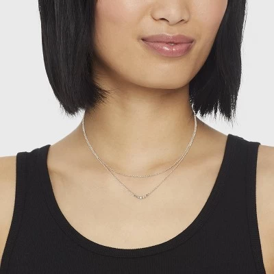 Stone Multi-Strand Necklace - A New Day™ Silver 1 Stone Multi-Strand Necklace - A New Day™ Silver