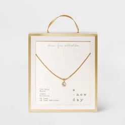 14K Gold Plated Cubic Zirconia Herringbone Bezel Chain Necklace - A New Day™ -A New Day Discount Mall GUEST de282e3f 9e34 4e46 b834 d59b56af0b67