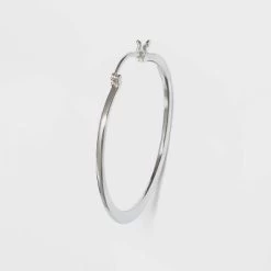 Large Flat Tapered Hoop Sterling Silver Earrings - A New Day™ Silver