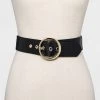 Women's Round Stretch Buckle Belt - A New Day™ Black