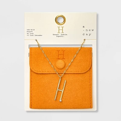 Gold Dipped Scattered Cubic Zirconia Initial Pendant Necklace - A New Day™ Gold 11 Gold Dipped Scattered Cubic Zirconia Initial Pendant Necklace - A New Day™ Gold - Image 11