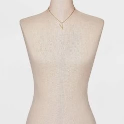 Gold Dipped Scattered Cubic Zirconia Initial Pendant Necklace - A New Day™ Gold