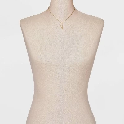 Gold Dipped Scattered Cubic Zirconia Initial Pendant Necklace - A New Day™ Gold 1 Gold Dipped Scattered Cubic Zirconia Initial Pendant Necklace - A New Day™ Gold