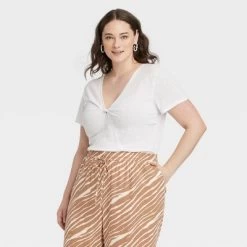 Women's Short Sleeve V-Neck Linen T-Shirt - A New Day™ -A New Day Discount Mall GUEST e8bd405a dc5e 4712 b040 ed7311742a78