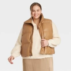Women's Faux Leather Puffer Vest - A New Day™ -A New Day Discount Mall GUEST e8dc86fb 62a9 4107 a775 49633e86f83e