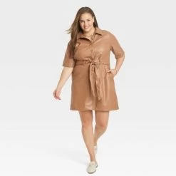 Women's Short Sleeve Faux Leather Shirtdress - A New Day™ -A New Day Discount Mall GUEST f01809c4 6af7 4d5e bddd 40188ea58aba