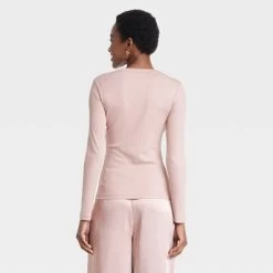 Women's Slim Fit Long Sleeve Ribbed Crewneck T-Shirt - A New Day™