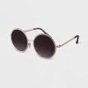Women's Metal Crystal Round Sunglasses - A New Day™ Gold