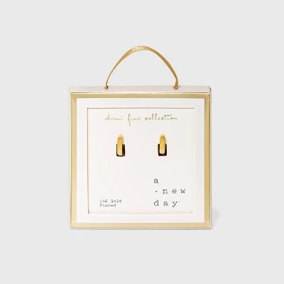 14K Gold Plated Huggie Hoop Earrings - A New Day™ 3 14K Gold Plated Huggie Hoop Earrings - A New Day™ - Image 3