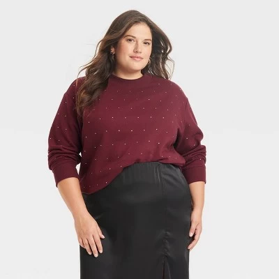 Women's Jeweled Pullover Sweatshirt - A New Day™ 5 Women's Jeweled Pullover Sweatshirt - A New Day™ - Image 5