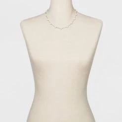 Short Faux Pearl Chain Necklace - A New Dayâ„¢ Silver