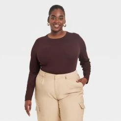 Women's Long Sleeve Slim Fit Crewneck T-Shirt - A New Day™ -A New Day Discount Mall GUEST ff9d5f92 85f8 4dc8 bb3e 72d32cdb94fd