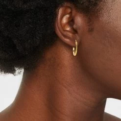 14K Gold Plated Click Top Hoop Earrings - A New Day™ Gold