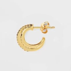 14k Gold Plated Cubic Zirconia Faux Duo Pave Hoop Earrings - A New Day™ Gold -A New Day Discount Mall GUEST ffdc997b 02a2 4503 9c99 3673195ef02d